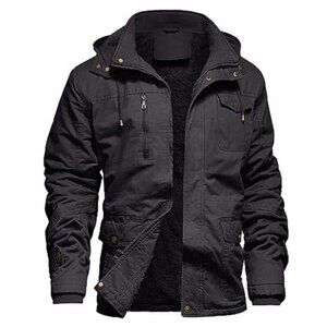Cozy Men's Winter Cargo Jacket Fleece Lined Warm